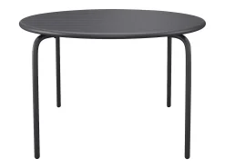 Conjunto jantar jardim metal mesa e 6 cadeirões empilháveis cinzento antracite MIRMANDE de MYLIA