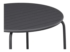 Conjunto jantar jardim metal mesa e 6 cadeirões empilháveis cinzento antracite MIRMANDE de MYLIA