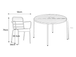 Conjunto jantar jardim metal mesa e 6 cadeirões empilháveis cinzento antracite MIRMANDE de MYLIA
