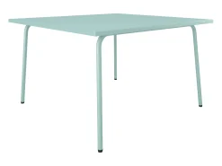 Conjunto jantar jardim metal mesa C120 cm e 8 cadeiras empilháveis verde amêndoa MIRMANDE