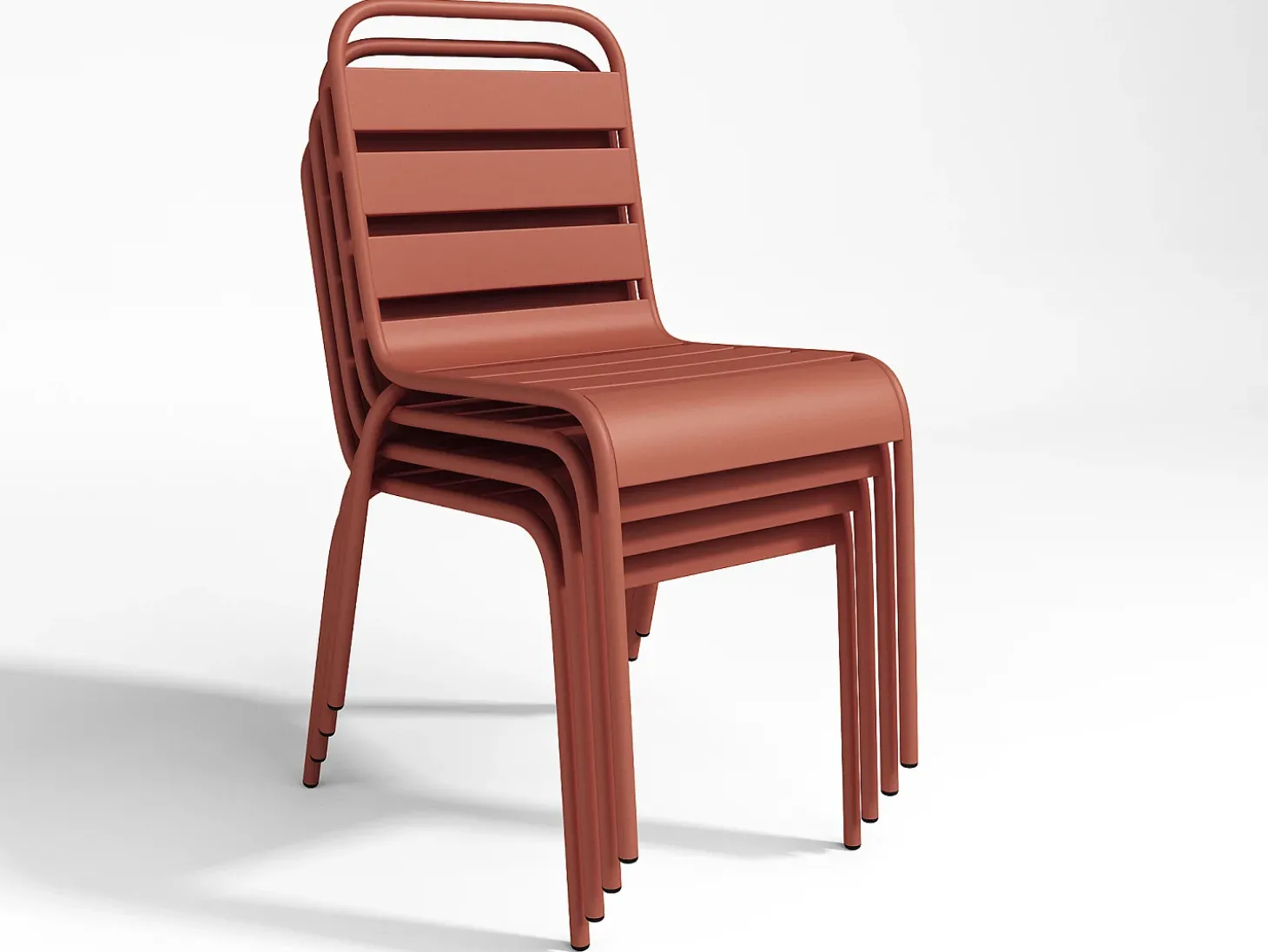 Conjunto jantar jardim metal mesa e 8 cadeiras empilháveis terracota MIRMANDE de MYLIA