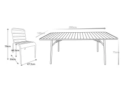 Conjunto jantar jardim metal mesa e 8 cadeiras empilháveis terracota MIRMANDE de MYLIA