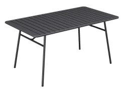 Conjunto jantar jardim metal mesa e 8 cadeirões empilháveis cinzento antracite MIRMANDE de MYLIA