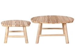 Conjunto jardim em madeira: 1 sofá de 3 lugares + 2 cadeirões + 2 mesas de centro - TULUM