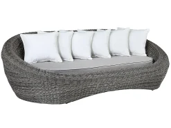 Conjunto jardim em resina entrançada cinza: sofá, 2 cadeirões e mesa de centro - WHITEHEAVEN