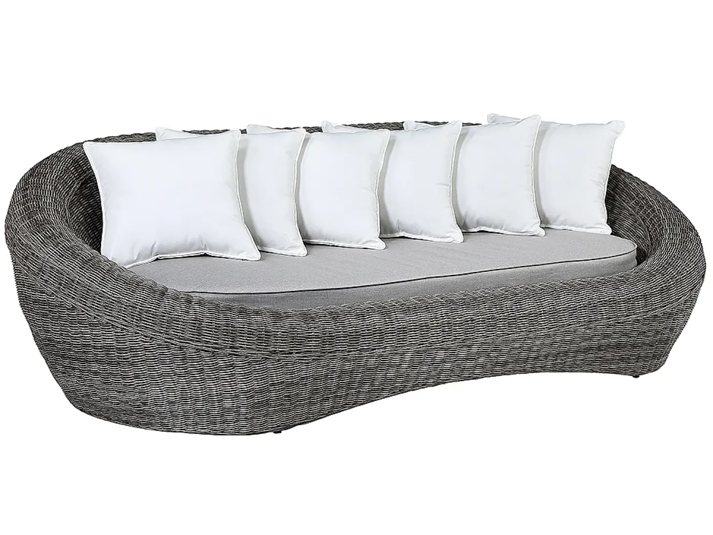 Conjunto jardim em resina entrançada cinza: sofá, 2 cadeirões e mesa de centro - WHITEHEAVEN