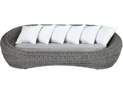 Conjunto jardim em resina entrançada cinza: sofá, 2 cadeirões e mesa de centro - WHITEHEAVEN