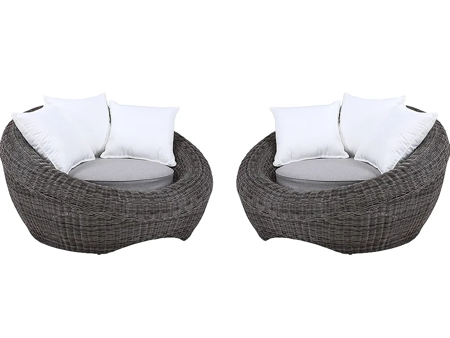 Conjunto jardim em resina entrançada cinza: sofá, 2 cadeirões e mesa de centro - WHITEHEAVEN