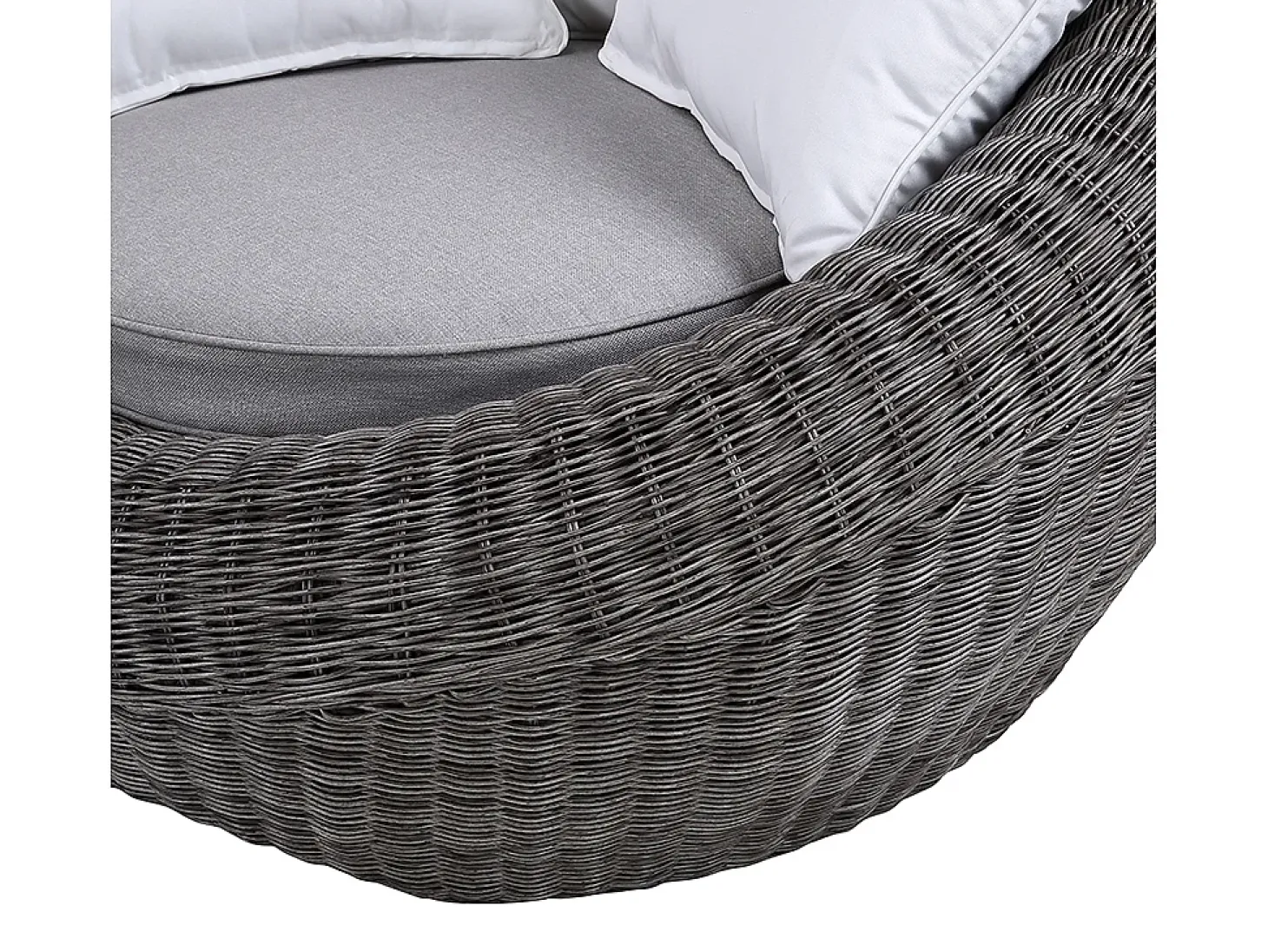 Conjunto jardim em resina entrançada cinza: sofá, 2 cadeirões e mesa de centro - WHITEHEAVEN