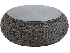Conjunto jardim em resina entrançada cinza: sofá, 2 cadeirões e mesa de centro - WHITEHEAVEN