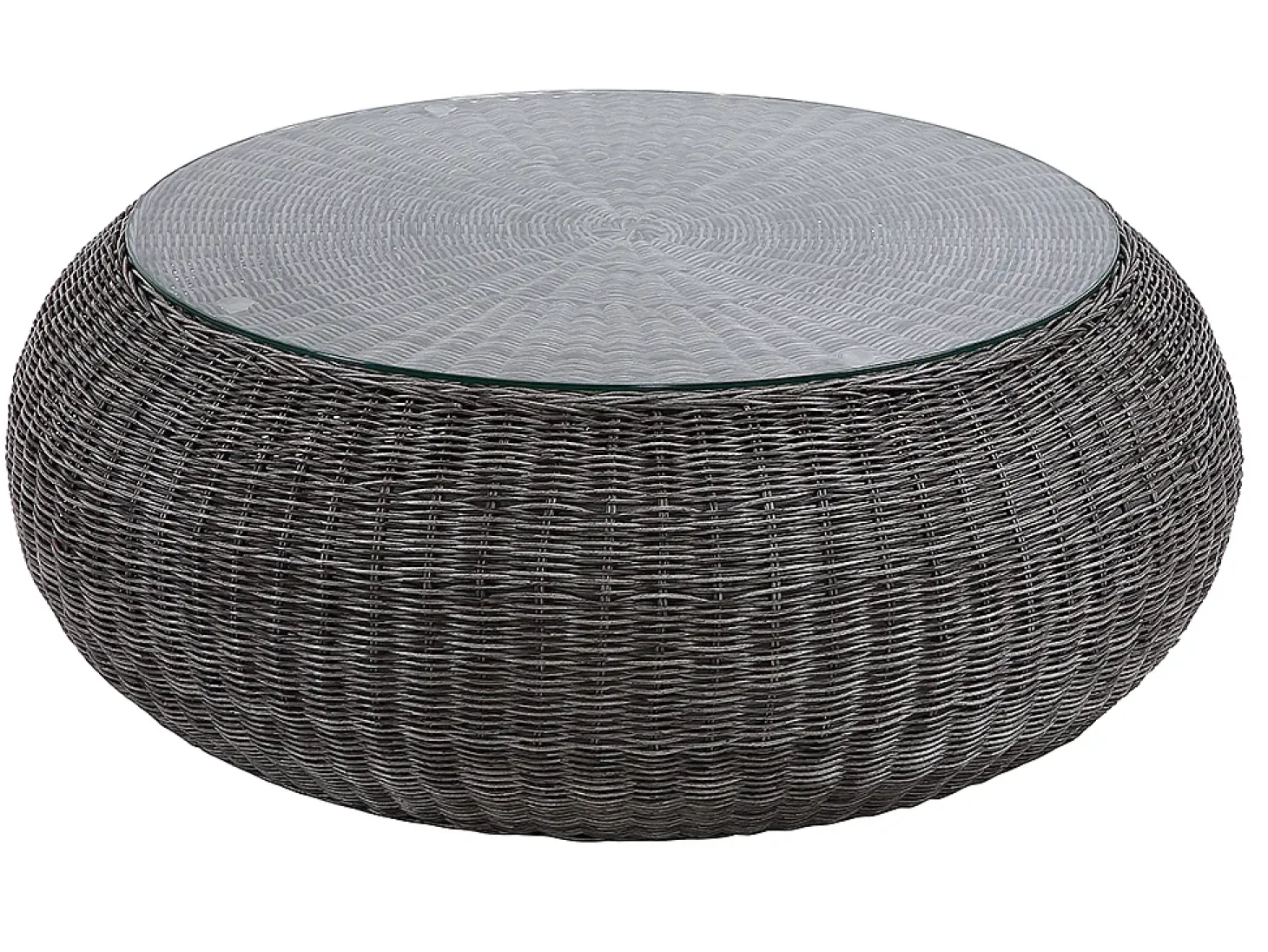 Conjunto jardim em resina entrançada cinza: sofá, 2 cadeirões e mesa de centro - WHITEHEAVEN