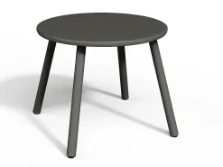 Conjunto jardim metal, 2 cadeirões baixos empilháveis e mesas de encaixar cinzento antracite