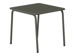 Conjunto jardim metal cinzento antracite: 2 cadeirões baixos empilháveis e mesa apoio quadrada