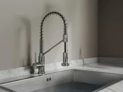 Conjunto lava-loiça 76x45cm SOELA + torneira flexível ROFLEX aço inoxidável cinza cromado