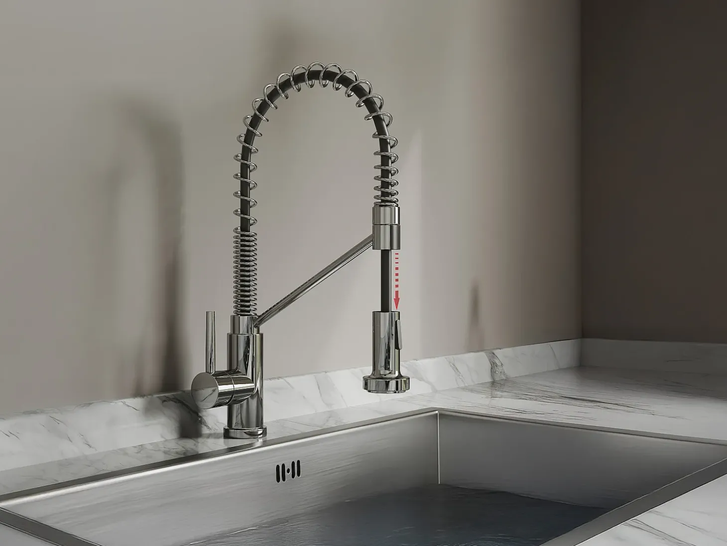 Conjunto lava-loiça 76x45cm SOELA + torneira flexível ROFLEX aço inoxidável cinza cromado