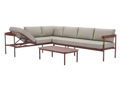 Conjunto lazer de jardim terracota alumínio, sofá de canto modular + mesa de centro LASTON