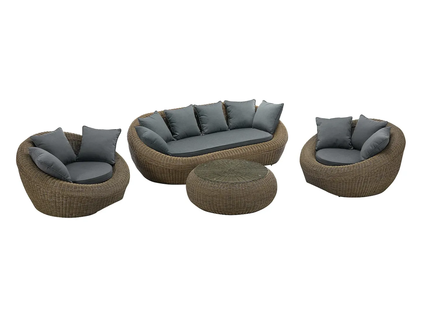 Conjunto lazer jardim completo resina entrançada natural escuro - WHITEHEAVEN de MYLIA