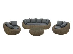 Conjunto lazer jardim completo resina entrançada natural escuro - WHITEHEAVEN de MYLIA