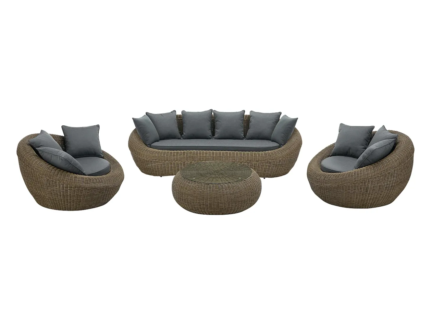Conjunto lazer jardim completo resina entrançada natural escuro - WHITEHEAVEN de MYLIA