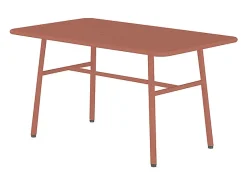 Conjunto lazer jardim metal banco, 2 cadeirões baixos e mesa centro terracota MIRMANDE