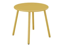 Conjunto lazer jardim metal, 2 cadeirões baixos e mesa de apoio amarelo mostarda MIRMANDE