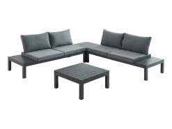 Conjunto lazer jardim modular alumínio sofá canto e mesa centro antracite RISILI de MYLIA