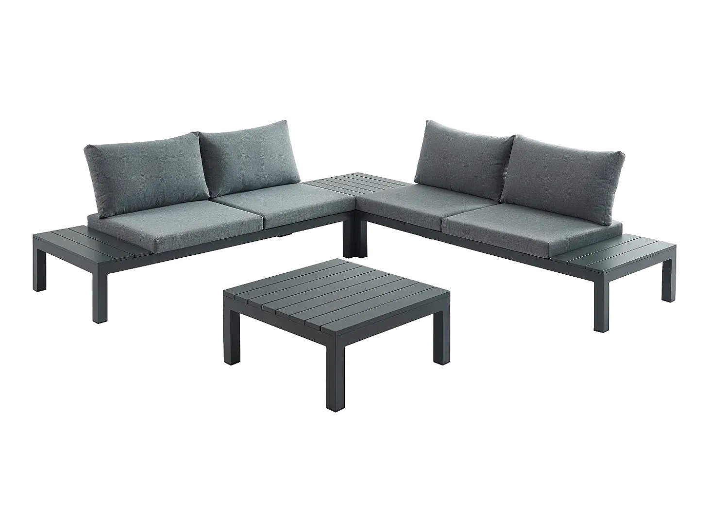 Conjunto lazer jardim modular alumínio sofá canto e mesa centro antracite RISILI de MYLIA