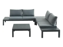 Conjunto lazer jardim modular alumínio sofá canto e mesa centro antracite RISILI de MYLIA