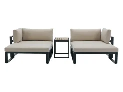 Conjunto lazer jardim modular alumínio preto com almofadas bege - NOLLAY de MYLIA