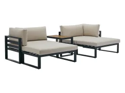 Conjunto lazer jardim modular alumínio preto com almofadas bege - NOLLAY de MYLIA