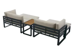 Conjunto lazer jardim modular alumínio preto com almofadas bege - NOLLAY de MYLIA