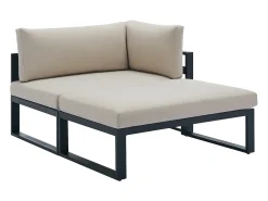Conjunto lazer jardim modular alumínio preto com almofadas bege - NOLLAY de MYLIA