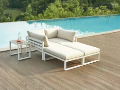 Conjunto lazer jardim modular alumínio branco almofadas bege - NOLLAY de MYLIA