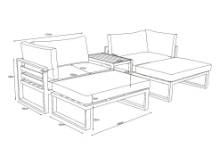 Conjunto lazer jardim modular alumínio branco almofadas bege - NOLLAY de MYLIA
