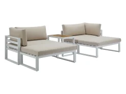 Conjunto lazer jardim modular alumínio branco almofadas bege - NOLLAY de MYLIA