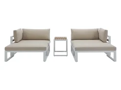 Conjunto lazer jardim modular alumínio branco almofadas bege - NOLLAY de MYLIA