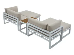 Conjunto lazer jardim modular alumínio branco almofadas bege - NOLLAY de MYLIA