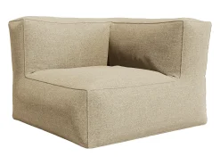 Conjunto lazer jardim tecido bege, cadeirão, canto, chaise-longue e pufe NOUMARA de MYLIA