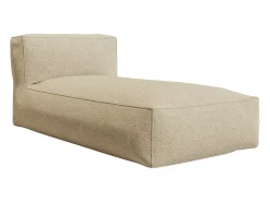 Conjunto lazer jardim tecido bege, cadeirão, canto, chaise-longue e pufe NOUMARA de MYLIA