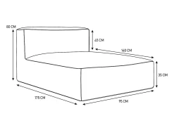 Conjunto lazer jardim tecido terracota, cadeirão, canto, chaise-longue, pufe NOUMARA MYLIA