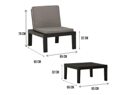 Conjunto lounge exterior Dmur, Conjunto jardim com 4 lugares com encosto e 1 módulo multifuncional, Lounge com almofadas, 100% Fabricado em Itália, Antracite