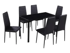 Conjunto mesa de jantar 7 pcs preto