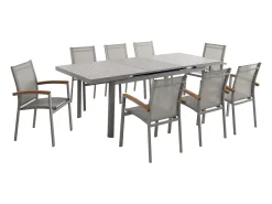 Conjunto mesa jantar jardim alumínio mesa extensível 180/240 e 8 cadeirões NAURU de MYLIA