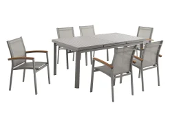 Conjunto mesa jantar jardim alumínio mesa extensível 180/240 e 6 cadeirões NAURU de MYLIA