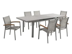 Conjunto mesa jantar jardim alumínio mesa extensível 180/240 e 6 cadeirões NAURU de MYLIA
