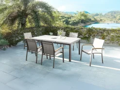Conjunto mesa jantar jardim alumínio mesa extensível 180/240 e 6 cadeirões NAURU de MYLIA
