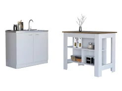 Conjunto Phoenix, 90/90 cm Al X 103/100 cm An X 70/50 cm P, Branco / Caramelo