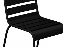 Conjunto sala de jantar jardim metal, mesa D110 cm e 4 cadeiras empilháveis preto MIRMANDE