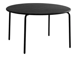 Conjunto sala de jantar jardim metal, mesa D110 cm e 4 cadeiras empilháveis preto MIRMANDE