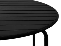 Conjunto sala de jantar jardim metal, mesa D110 cm e 4 cadeiras empilháveis preto MIRMANDE